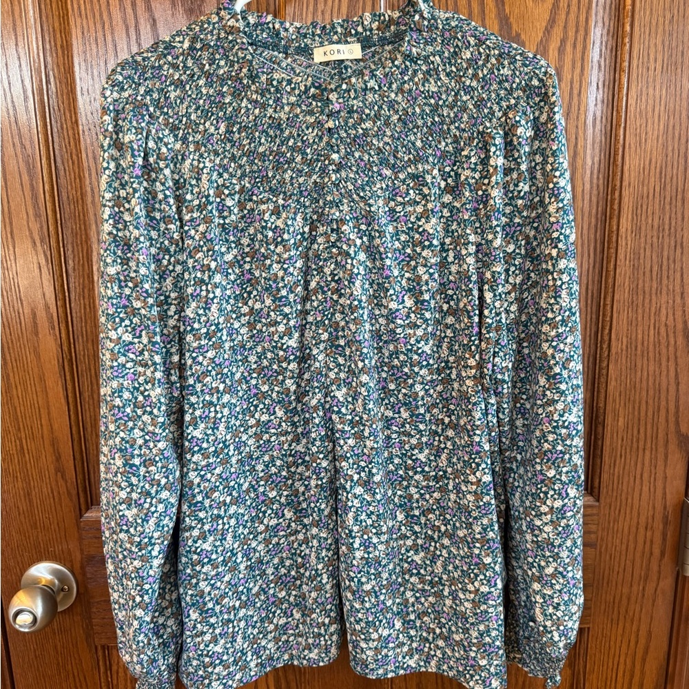 Kori Blue and Purple Floral Top